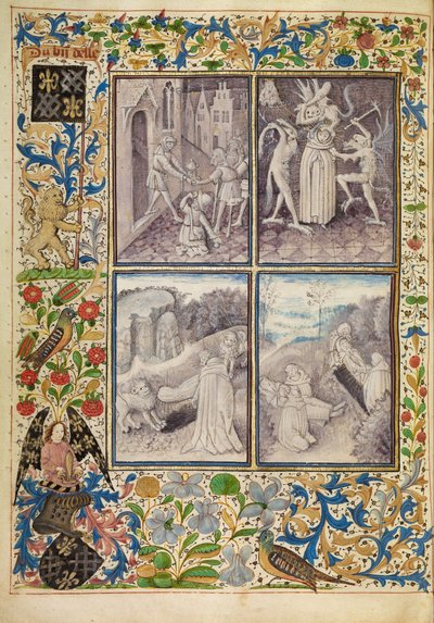 Saint Antoine donnant ses vêtements aux pauvres; Antoine souffrant des tentations; Antoine enterrant Paul dans le désert; La mort et l